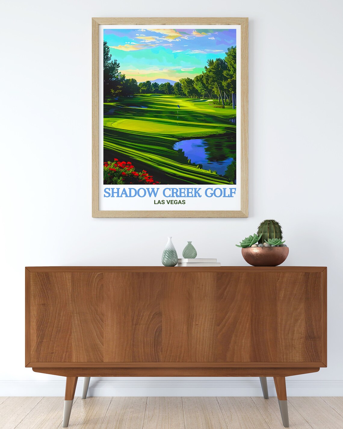 Shadow Creek Golf Las Vegas Sunset Fairway Water View Travel Poster - Image 2