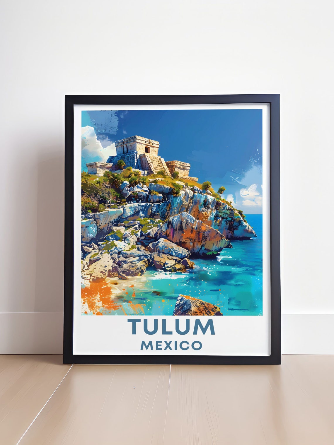 Tulum Mexico Cliffside Mayan Ruins Above Caribbean Sea Poster - Image 4