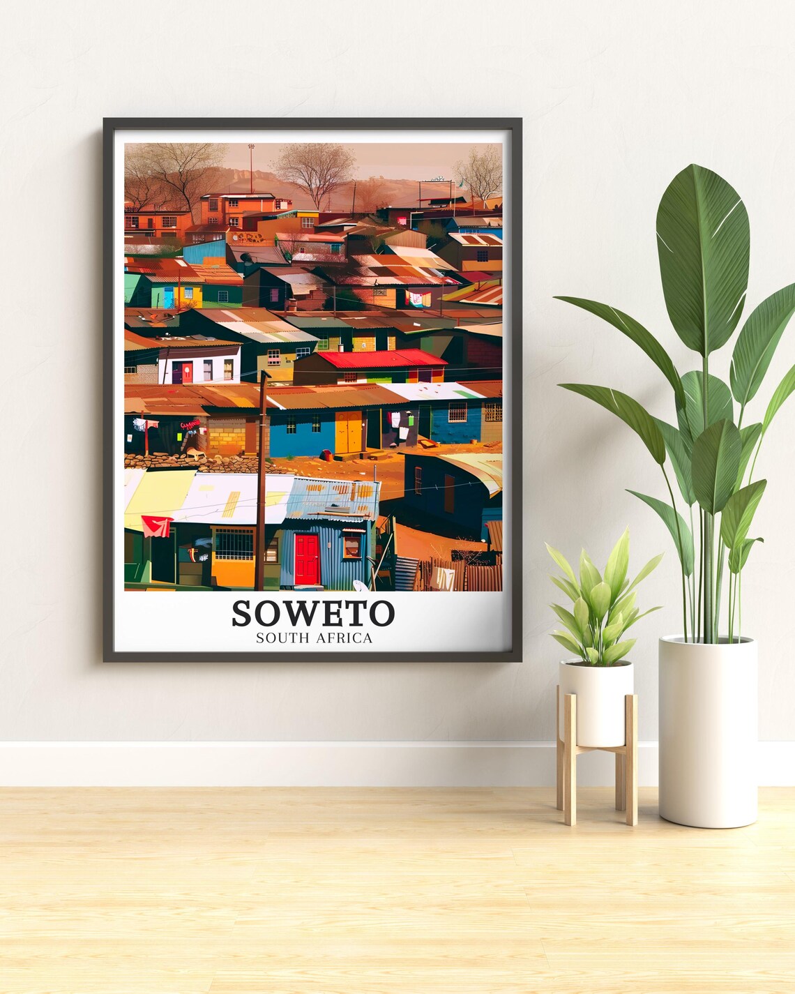 Soweto South Africa Colorful Township Homes Tin Roofs Street Poster - Image 2