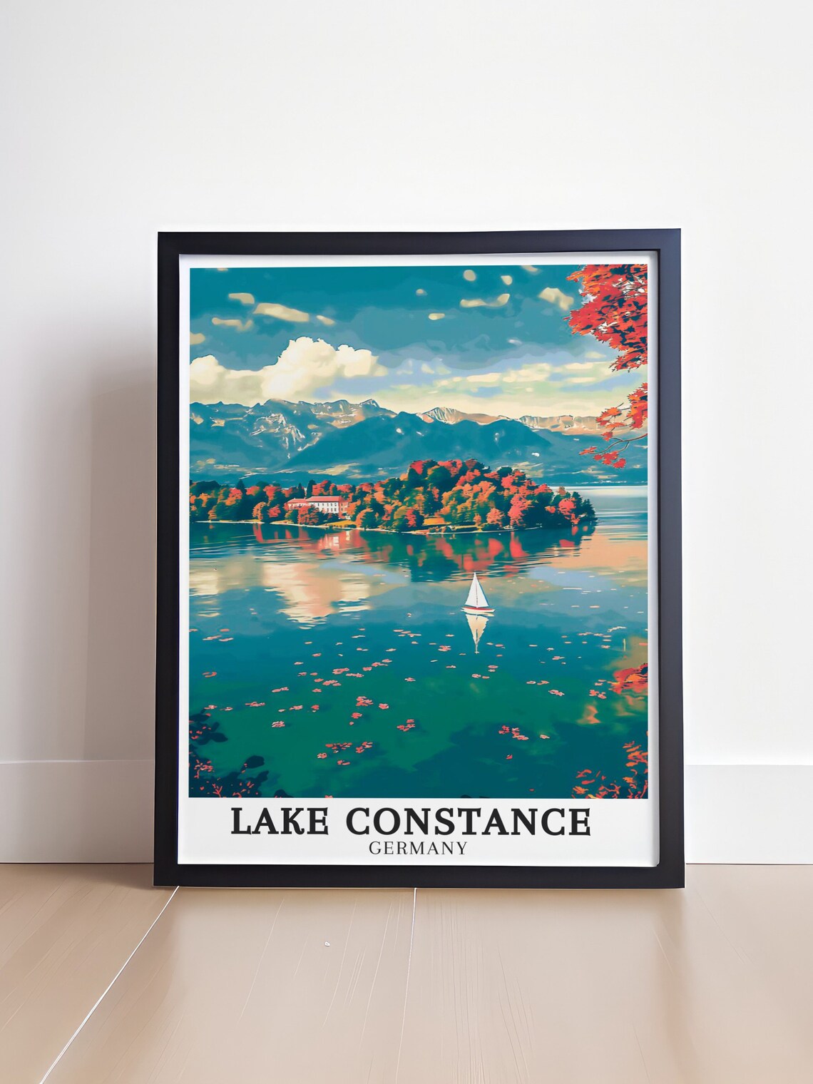 Lake Constance Mainau Island Autumn Sailboat Germany Scenic Poster - Image 4