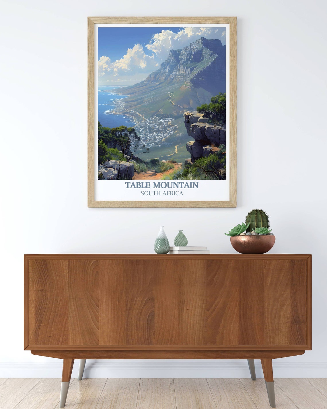 Table Mountain Cliff Overlook With Coastal Town Below Poster - Image 3