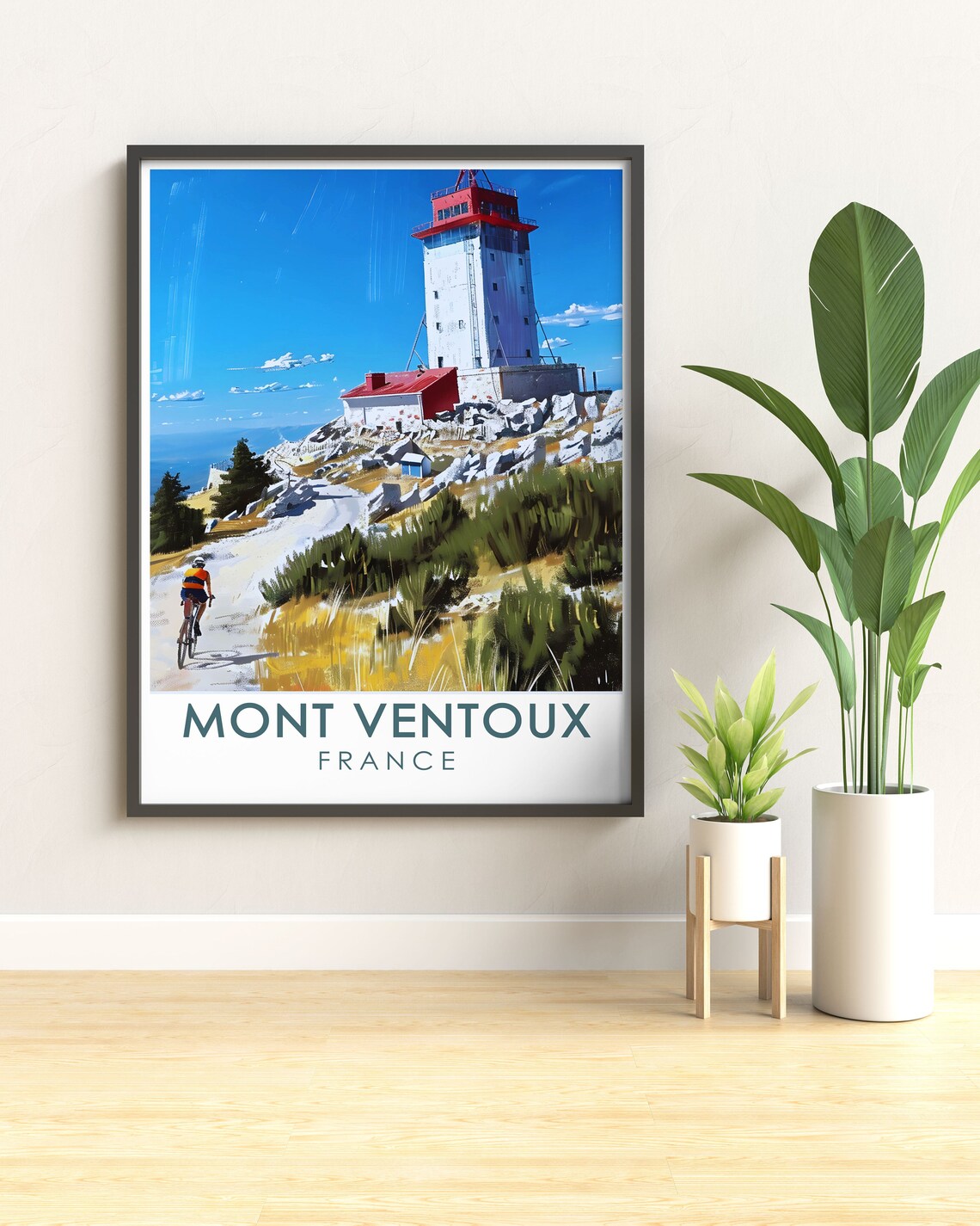 Mont Ventoux France Summit Tower Cyclist Climbing Road Travel Poster - Image 2