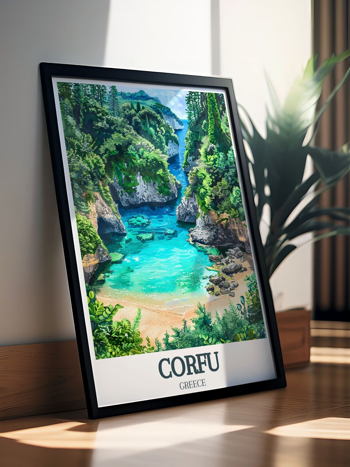 Corfu Greece Travel Poster, Ionian Sea Coast - Image 3