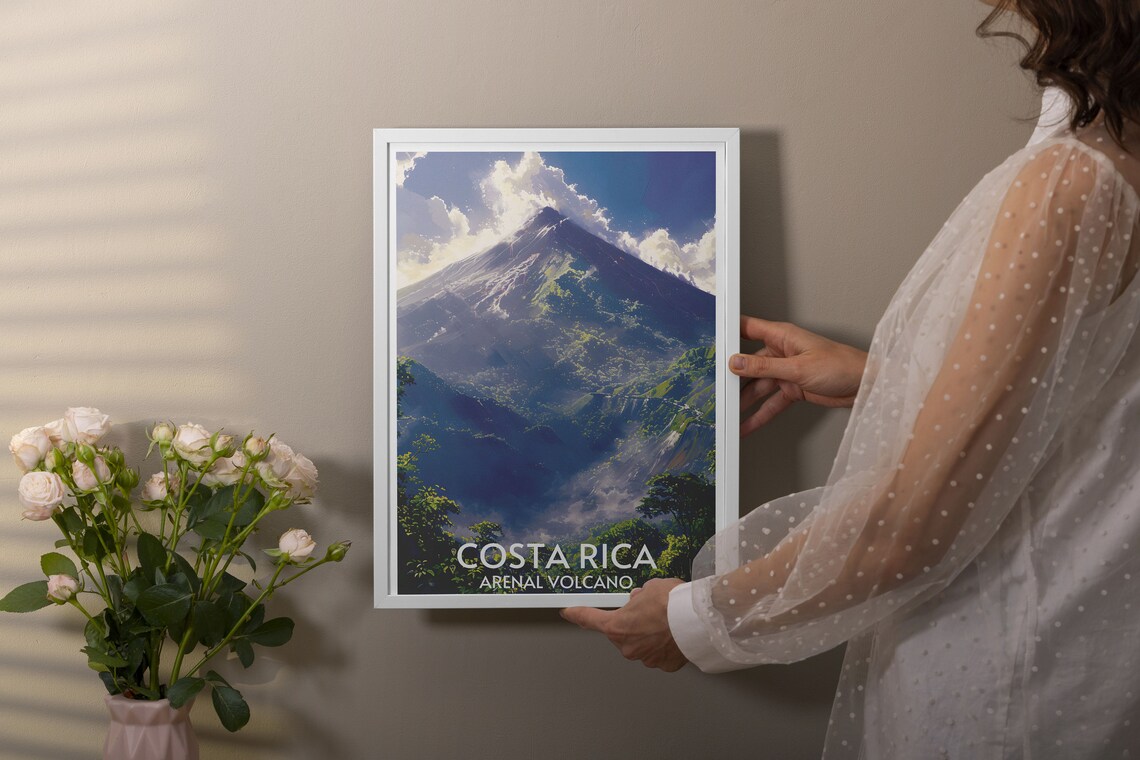 Costa Rica Arenal Volcano Misty Jungle Mountain Landscape Poster - Image 2