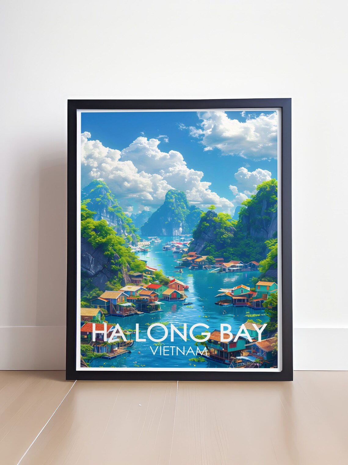 Ha Long Bay Vietnam Floating Fishing Village Karst Cliffs Poster - Image 4