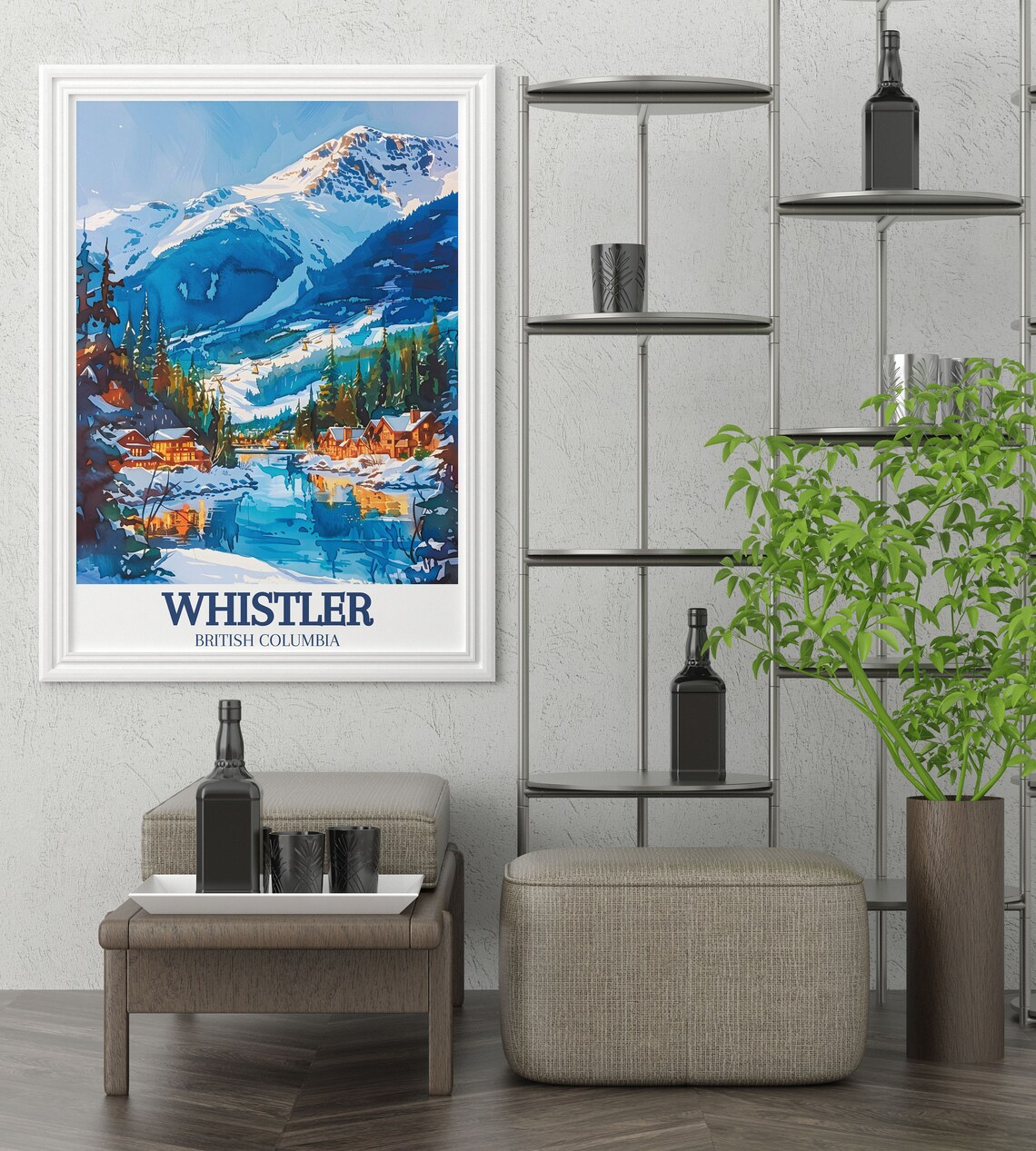 Whistler British Columbia Snowy Village River Winter Scene Poster - Image 3