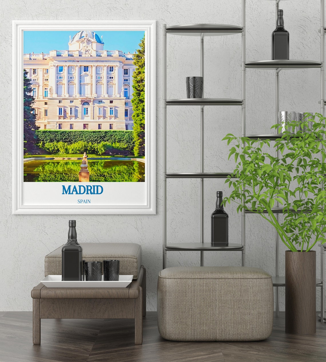 Madrid Spain Royal Palace Gardens Bright Sunny Travel Poster - Image 3