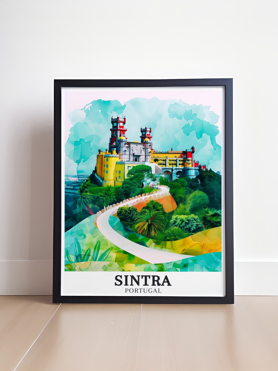 Sintra Portugal Pena National Palace Watercolor Travel Poster - Image 4