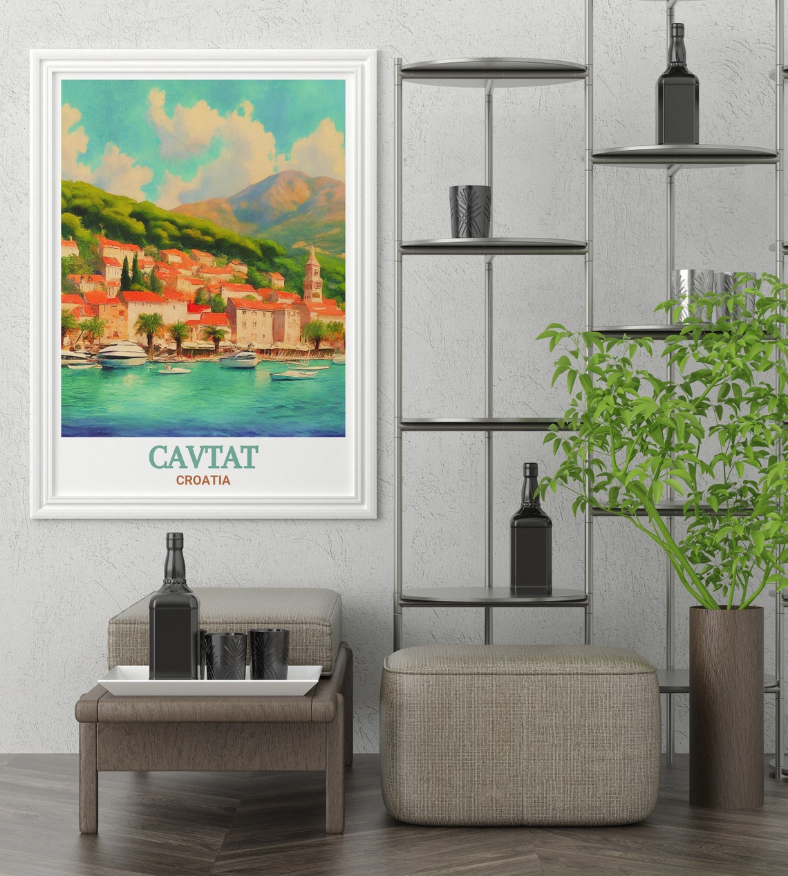 Cavtat Travel Print Cavtat Old Town Posters And Prints Cavtat Travel Posters And Wall Art Croatia Travel Art Cavtat Old Town Decor - Image 2