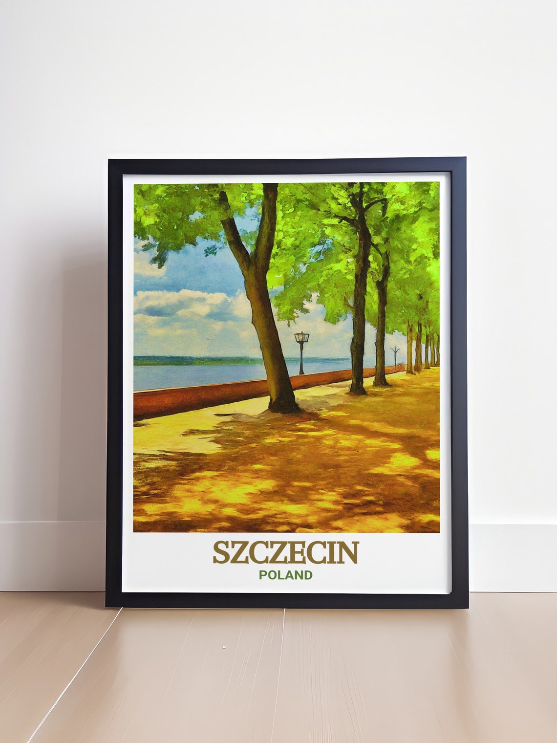 Szczecin Poland Tree Lined Riverside Park Promenade Summer Poster - Image 4