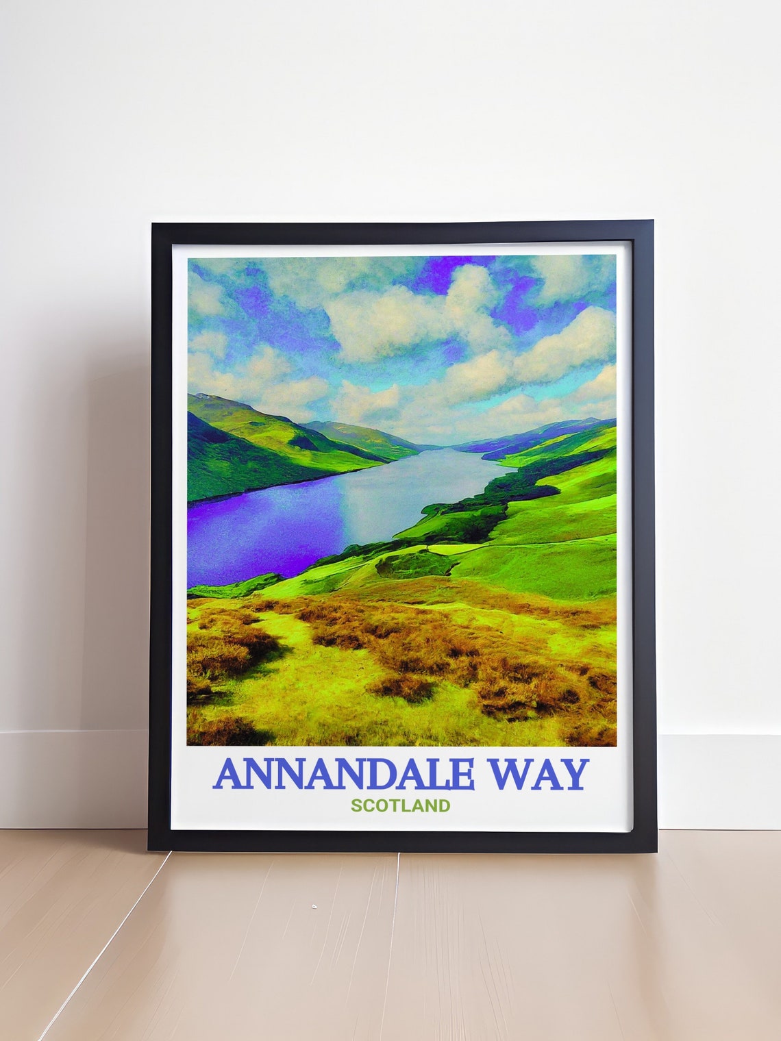 Annandale Way Scotland Loch Between Rolling Green Hills Poster - Image 4