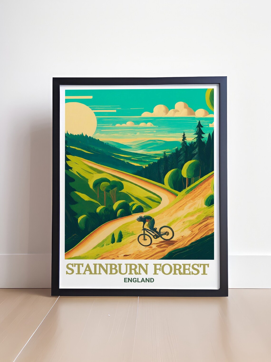 Stainburn Forest Mountain Bike Trail Rider Sunset Hills Poster - Image 4