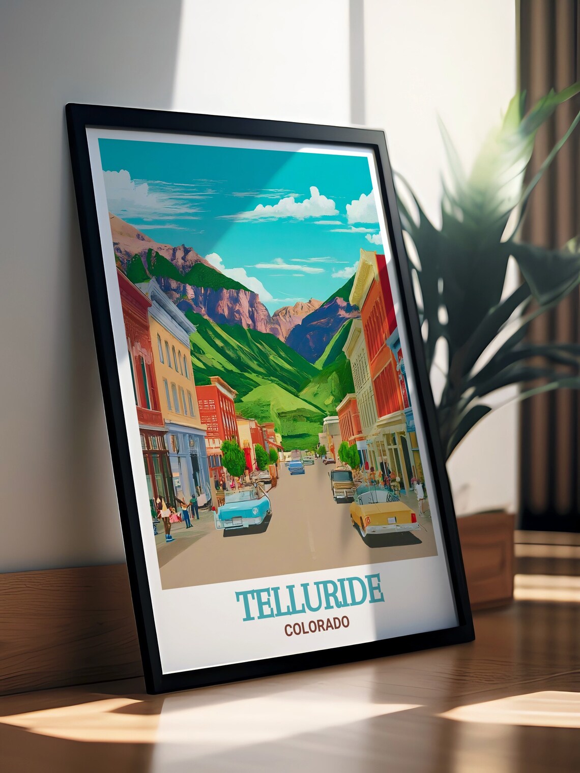 Telluride Colorado Historic Main Street Classic Cars Travel Poster - Image 3