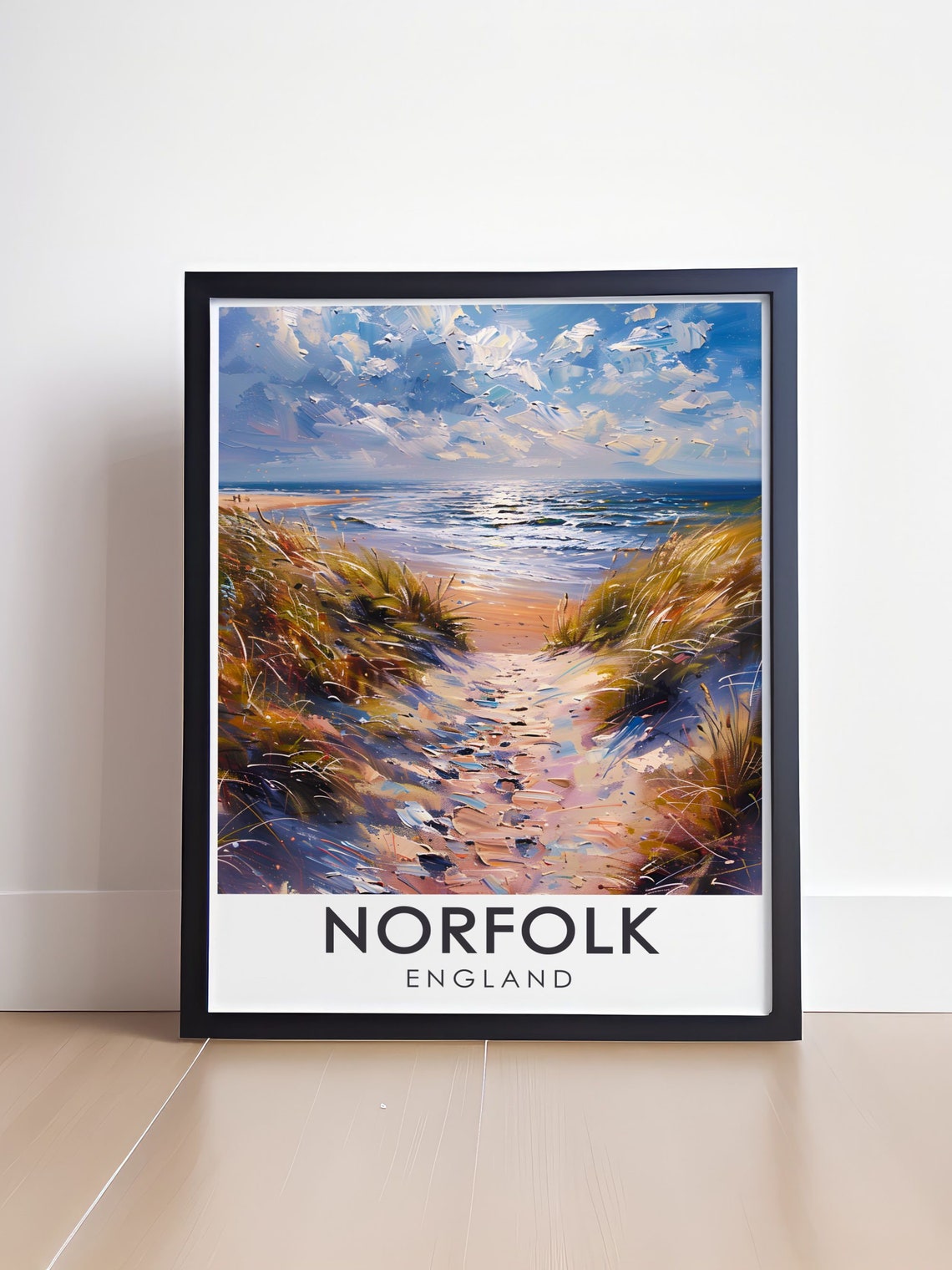 Norfolk England Sandy Dune Path to Ocean Impressionist Poster - Image 4