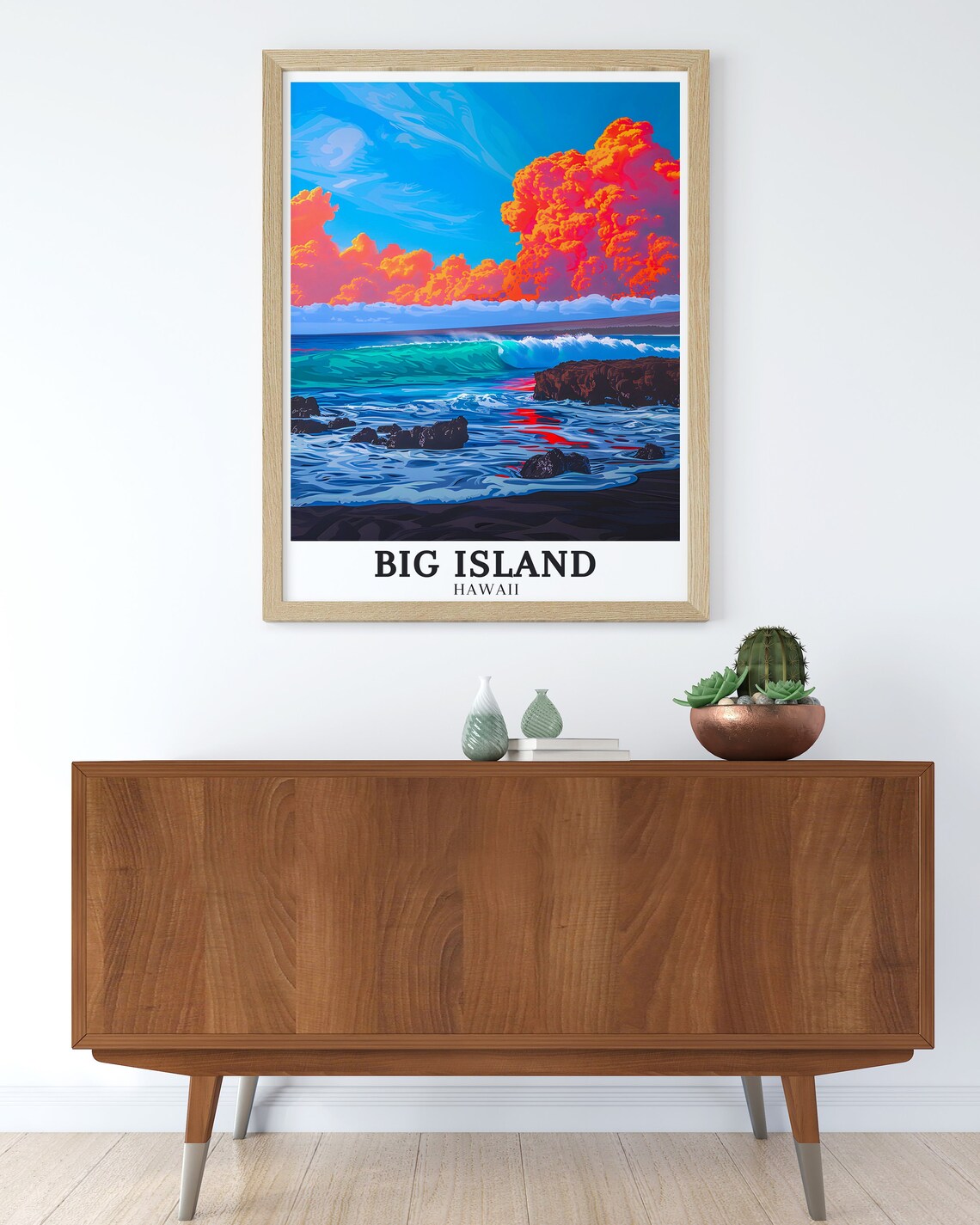 Hawaii Big Island Volcanic Lava Ocean Coast Sunset Travel Poster - Image 2