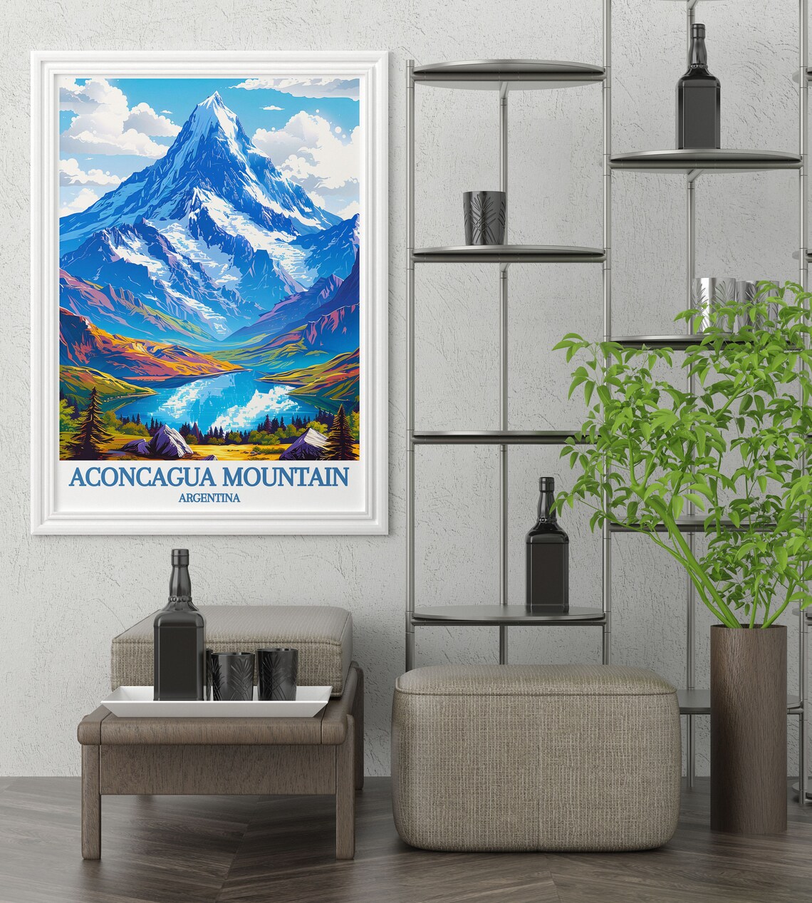 Aconcagua Mountain Travel Poster, Andes Range - Image 4