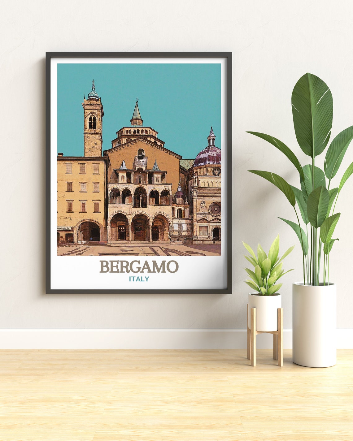 Bergamo Piazza Vecchia Basilica Church Italy Old City Poster - Image 2