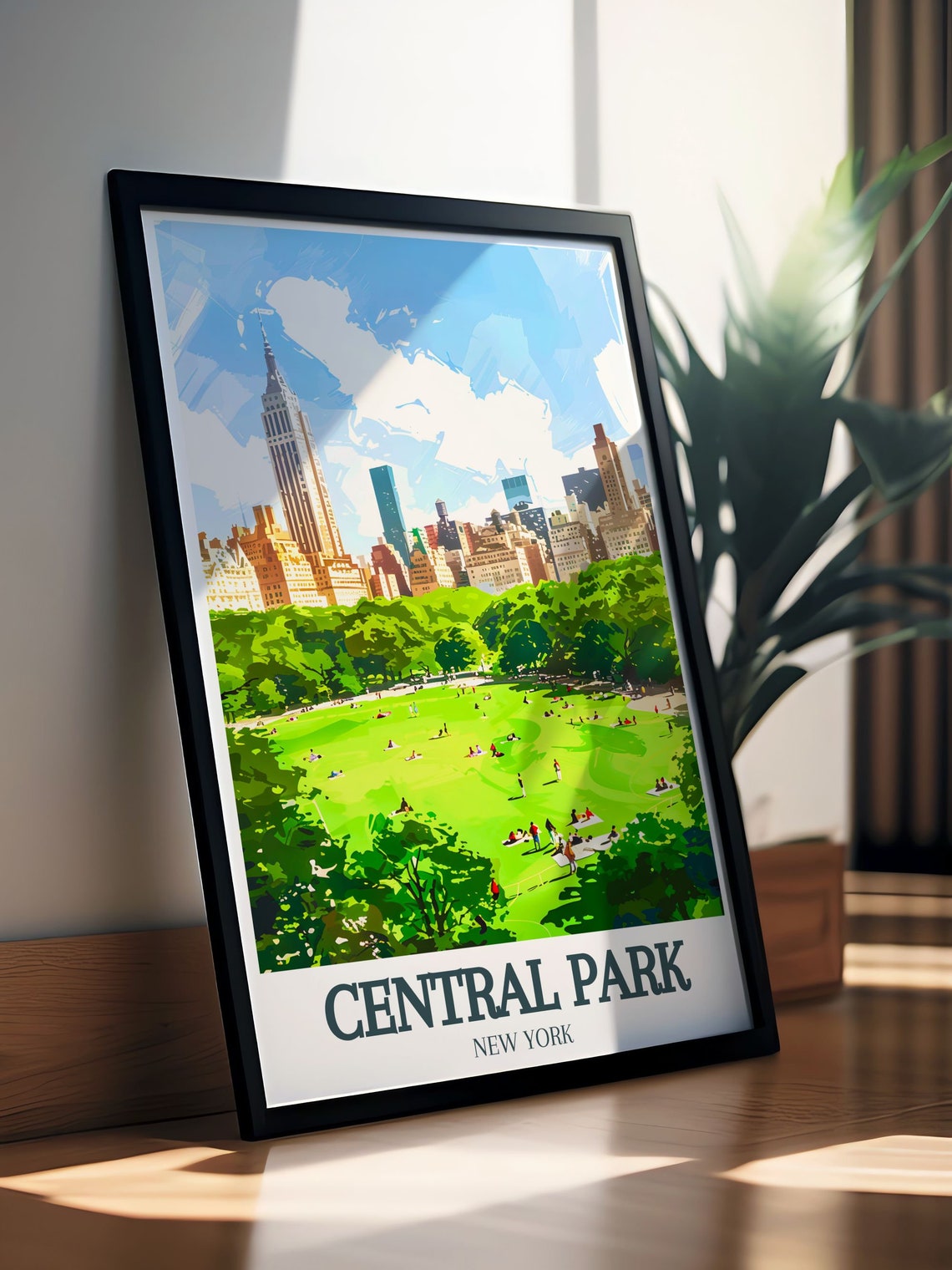 Central Park Summer Picnic Lawn Beneath Manhattan Skyline Poster - Image 2
