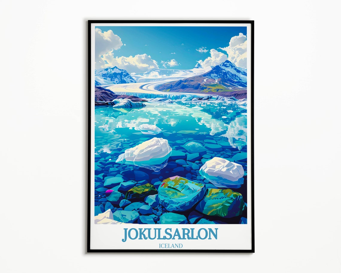 Jokulsarlon Iceland Iceberg Lagoon Mountain Panoramic View Poster - Image 3