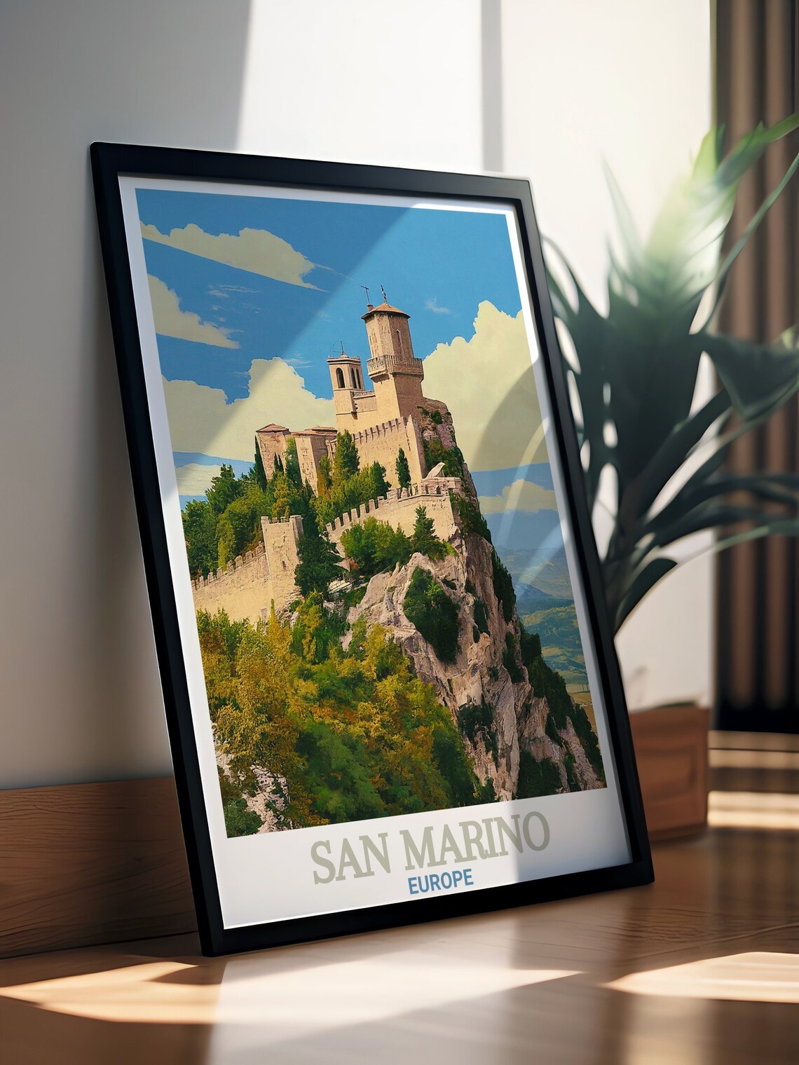 San Marino Europe Guaita Tower Cliffside Fortress Travel Poster - Image 2