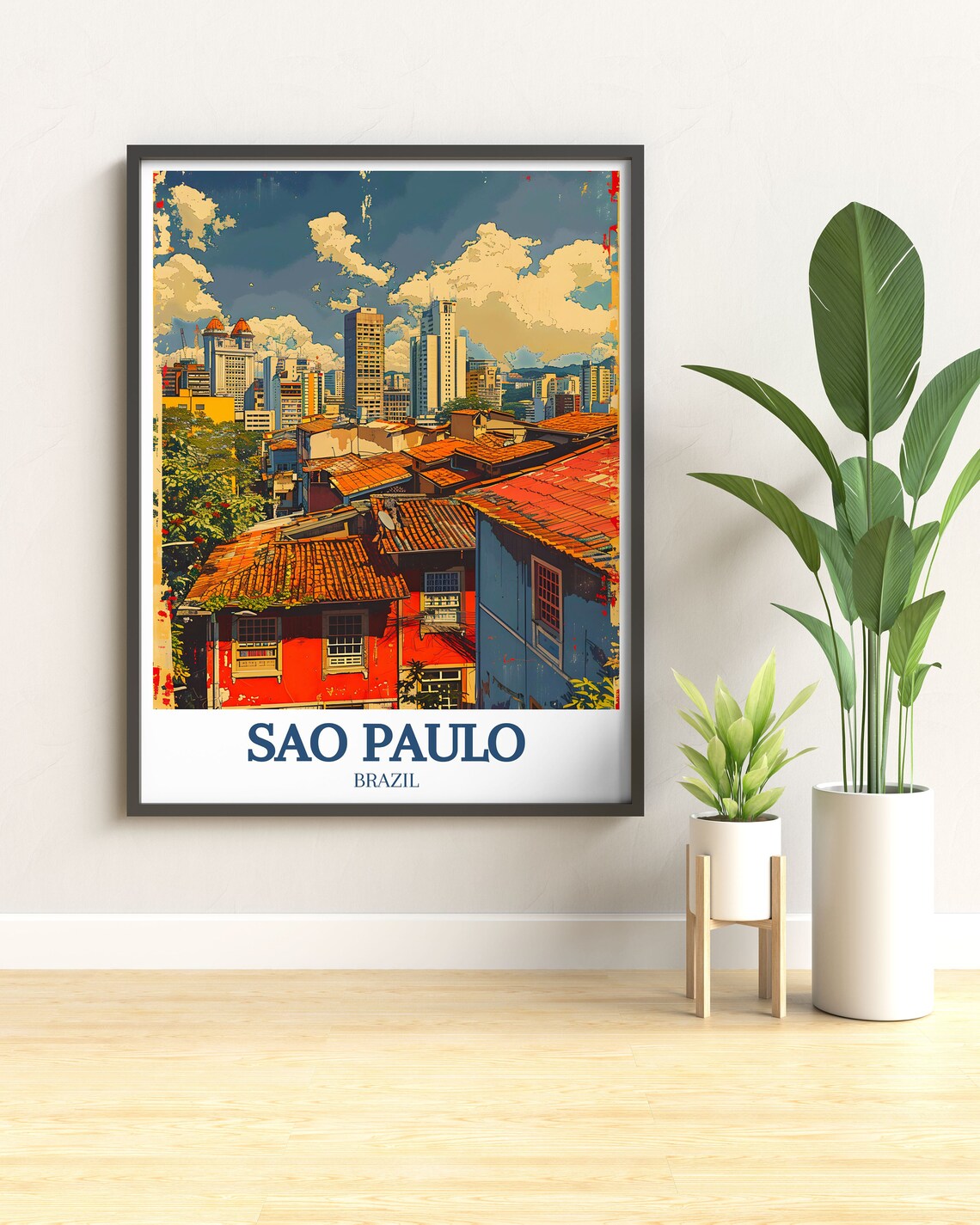 Sao Paulo Brazil City Skyline Terracotta Rooftops Travel Poster - Image 2