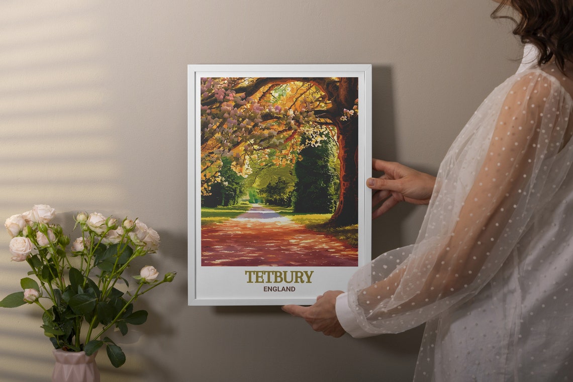 Tetbury England Blossom Tree Avenue Sunlit Park Pathway Poster - Image 2