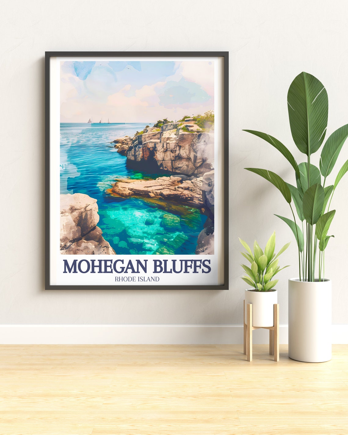 Mohegan Bluffs Rhode Island Rocky Shore Turquoise Tide Pool Poster - Image 3