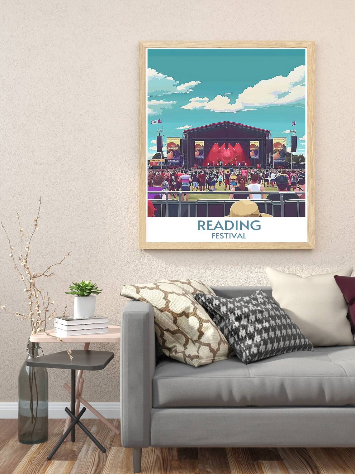 Reading Festival Illustrated Main Stage And Crowd Under Sky Poster - Image 3