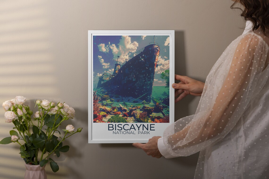 Biscayne National Park Sunken Shipwreck Over A Coral Reef Poster - Image 3