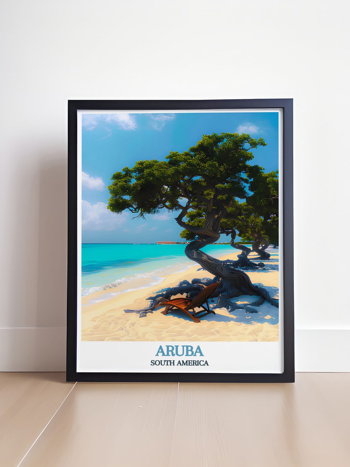 Aruba Eagle Beach Divi Divi Tree Lounge Chair Seaside Travel Poster - Image 4
