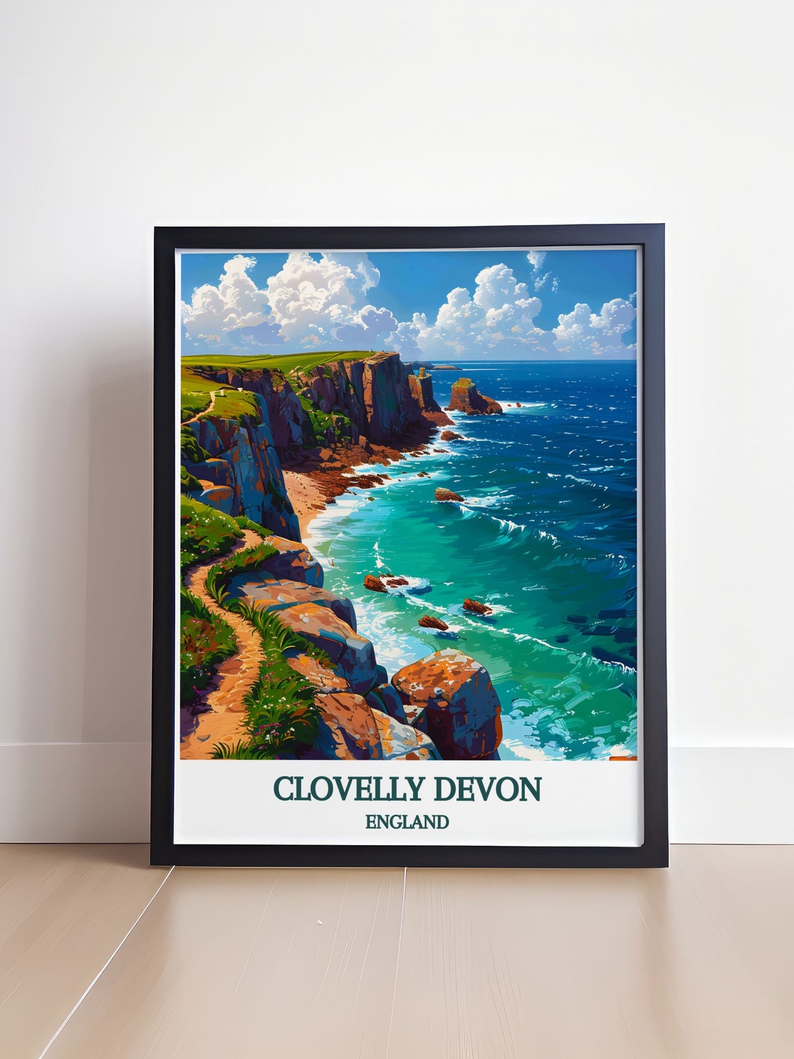 Clovelly Devon England South West Coast Path Rocky Cliffs Ocean Poster - Image 4