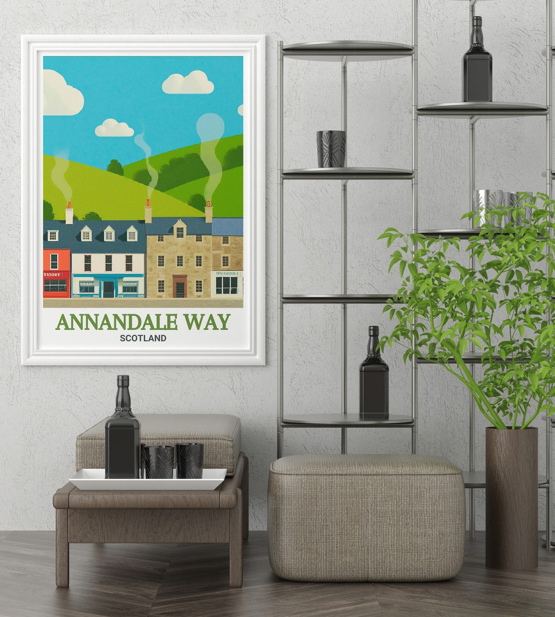 Annandale Way Scotland Charming Village Street Cottages Poster - Image 3