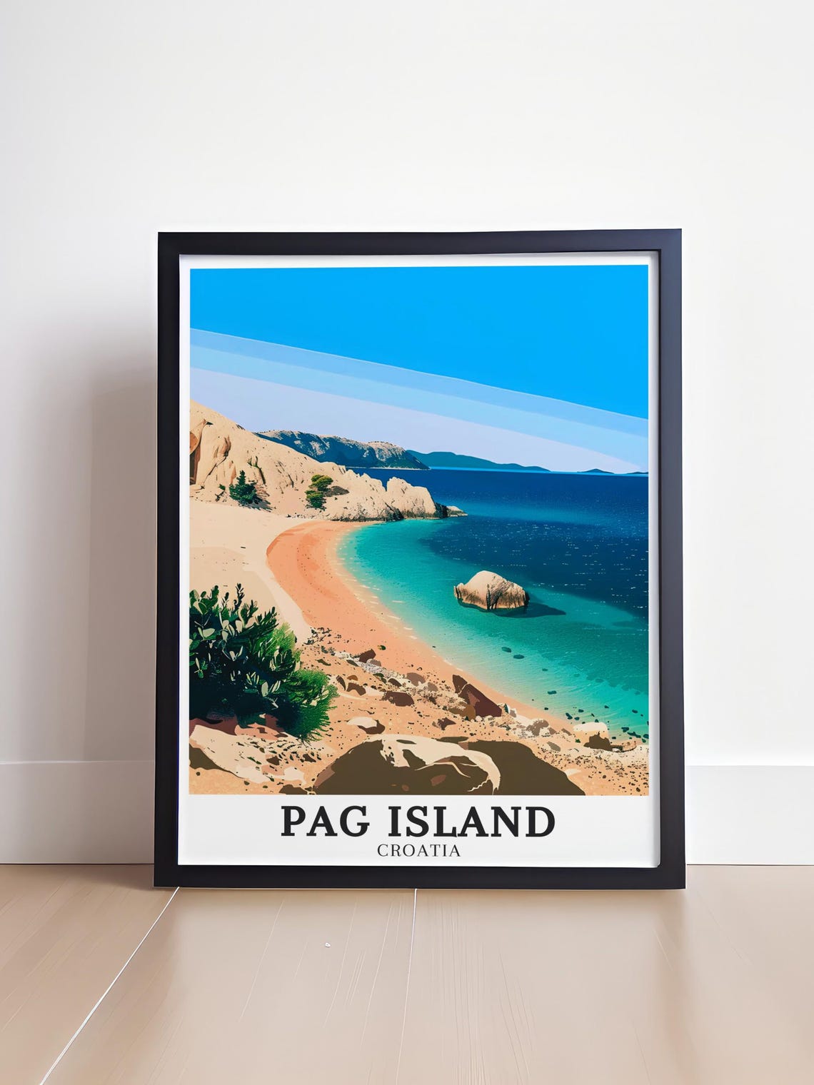 Pag Island Croatia Sandy Beach Turquoise Blue Bay Cove Poster - Image 2