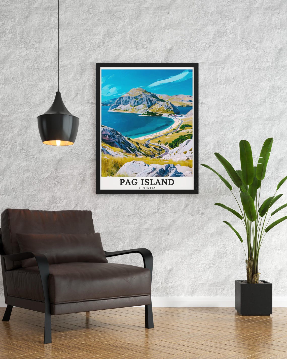 Pag Island Croatia Mountain Bay Coastal Road Overlook View Poster - Image 4