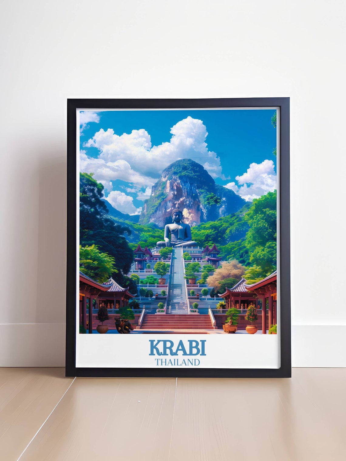 Krabi Tiger Cave Temple Giant Buddha Grand Staircase Thailand Poster - Image 4