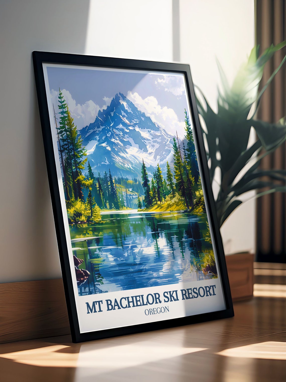 Mt Bachelor Oregon Snowy Peak Poster with Alpine Lake Reflection - Image 3
