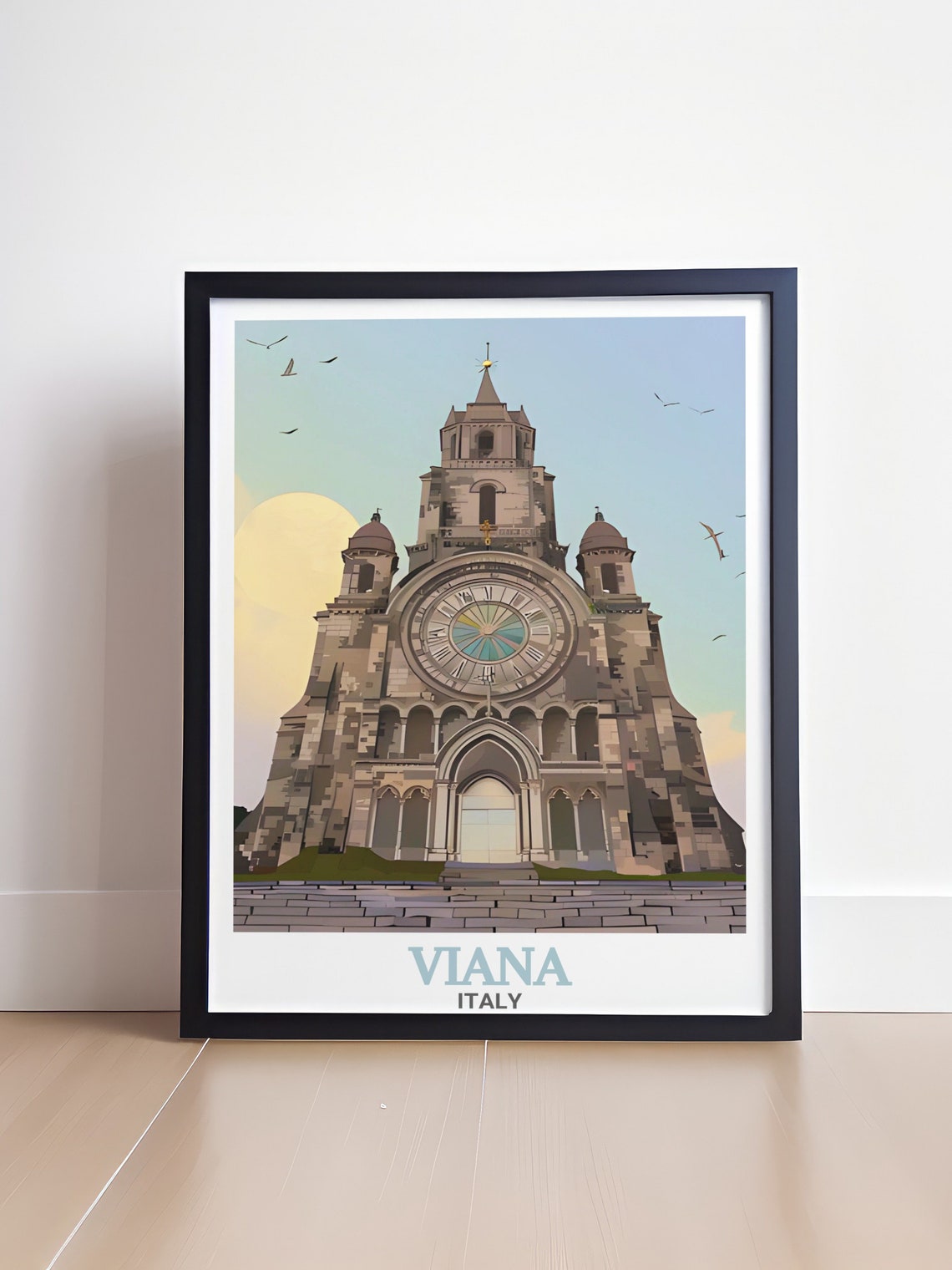 Turin Italy Cathedral Rose Window Historic Facade Travel Poster - Image 4