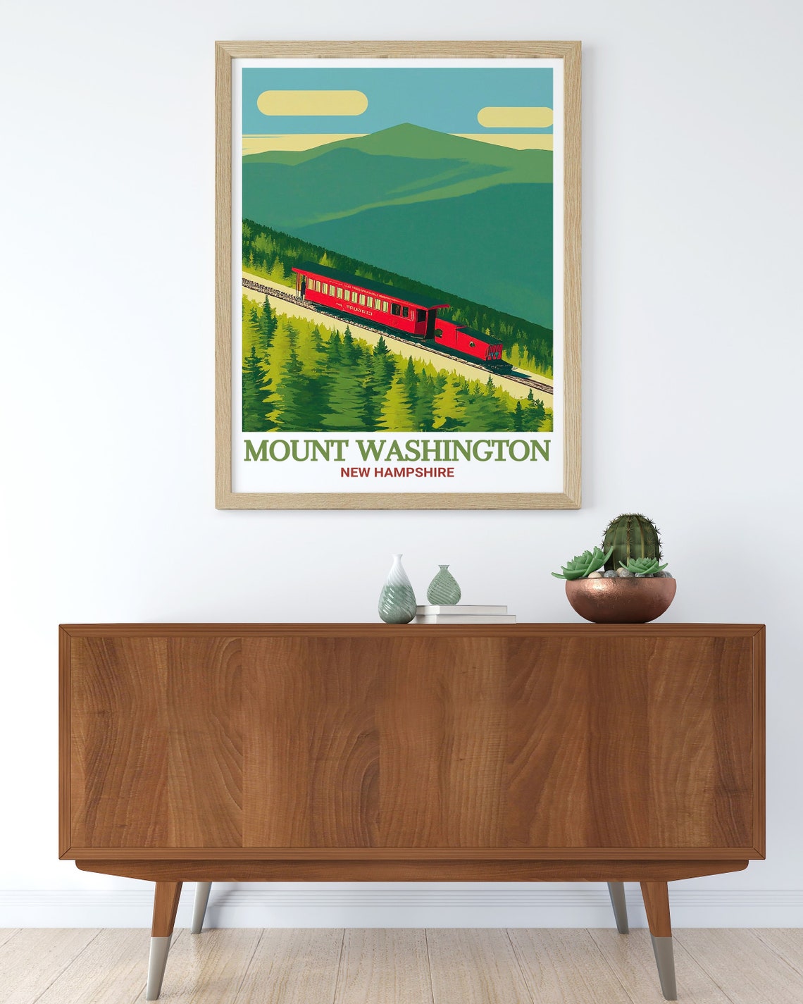 Mount Washington Cog Railway Through New Hampshire Pine Forest Poster - Image 3