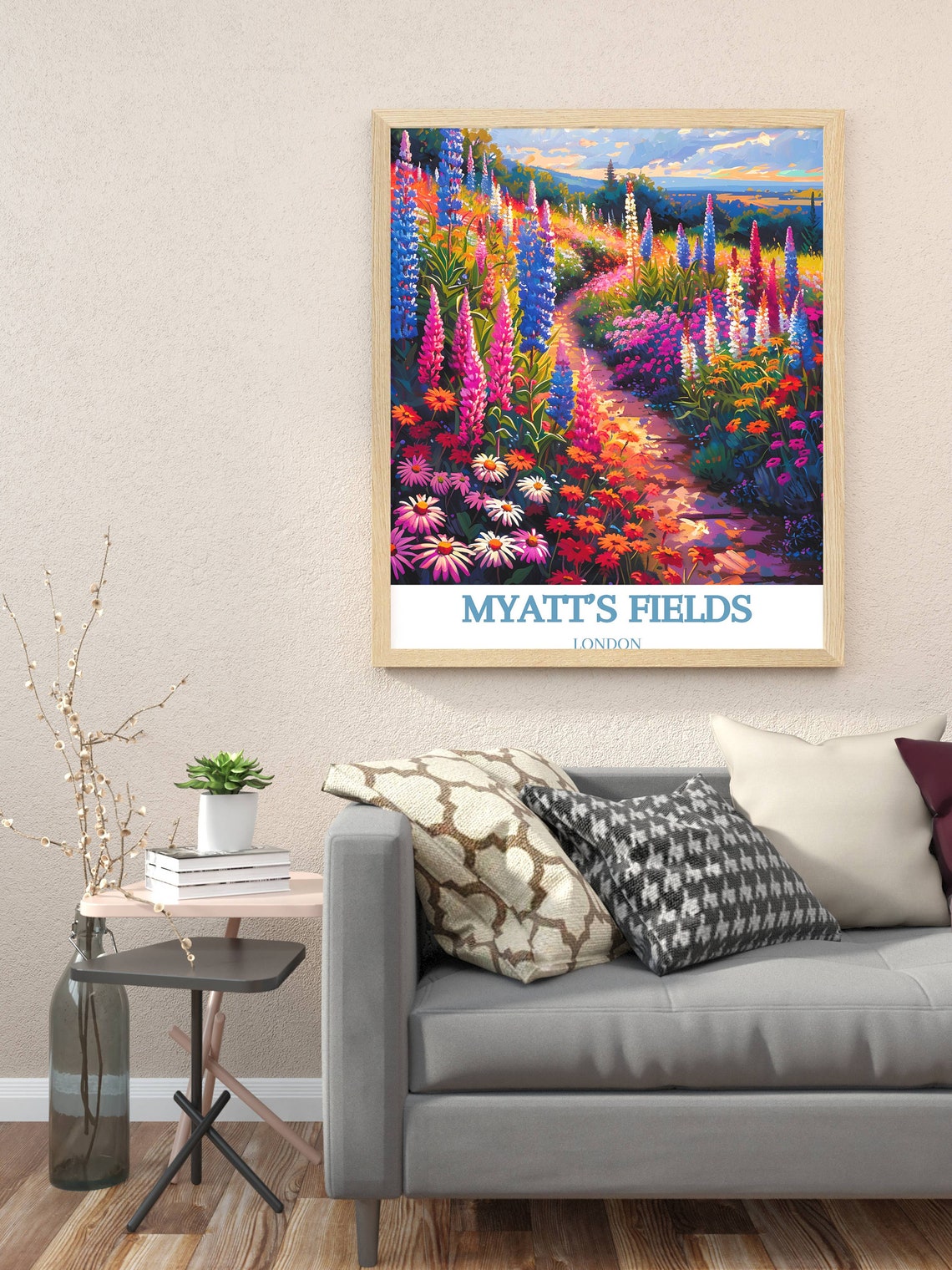 Myatts Fields London Lupine Garden Path Burst Of Color Poster - Image 3