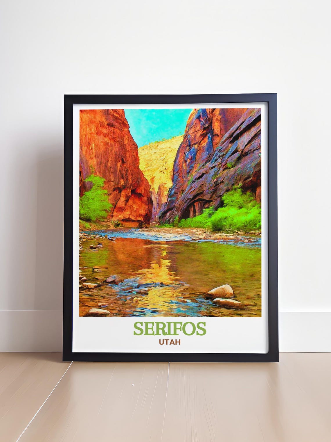 Serifos Utah Red Rock Canyon River Reflections Travel Poster - Image 4