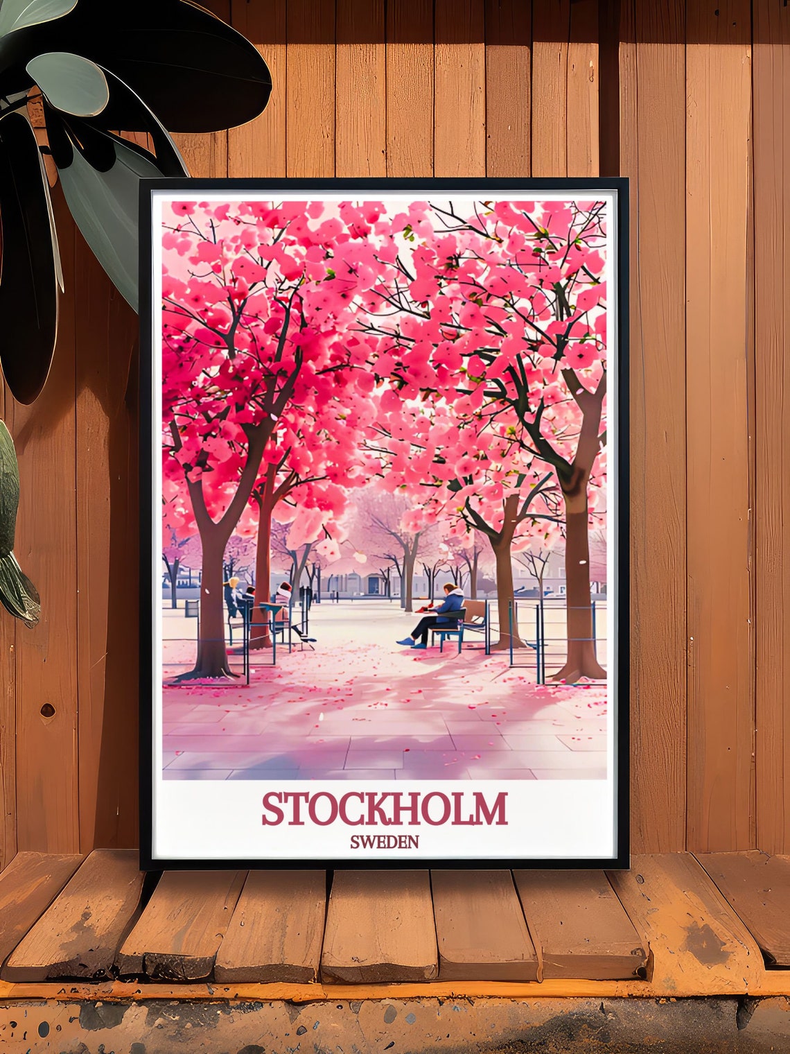 Stockholm Sweden Cherry Blossom Avenue Pink Springtime Poster - Image 2