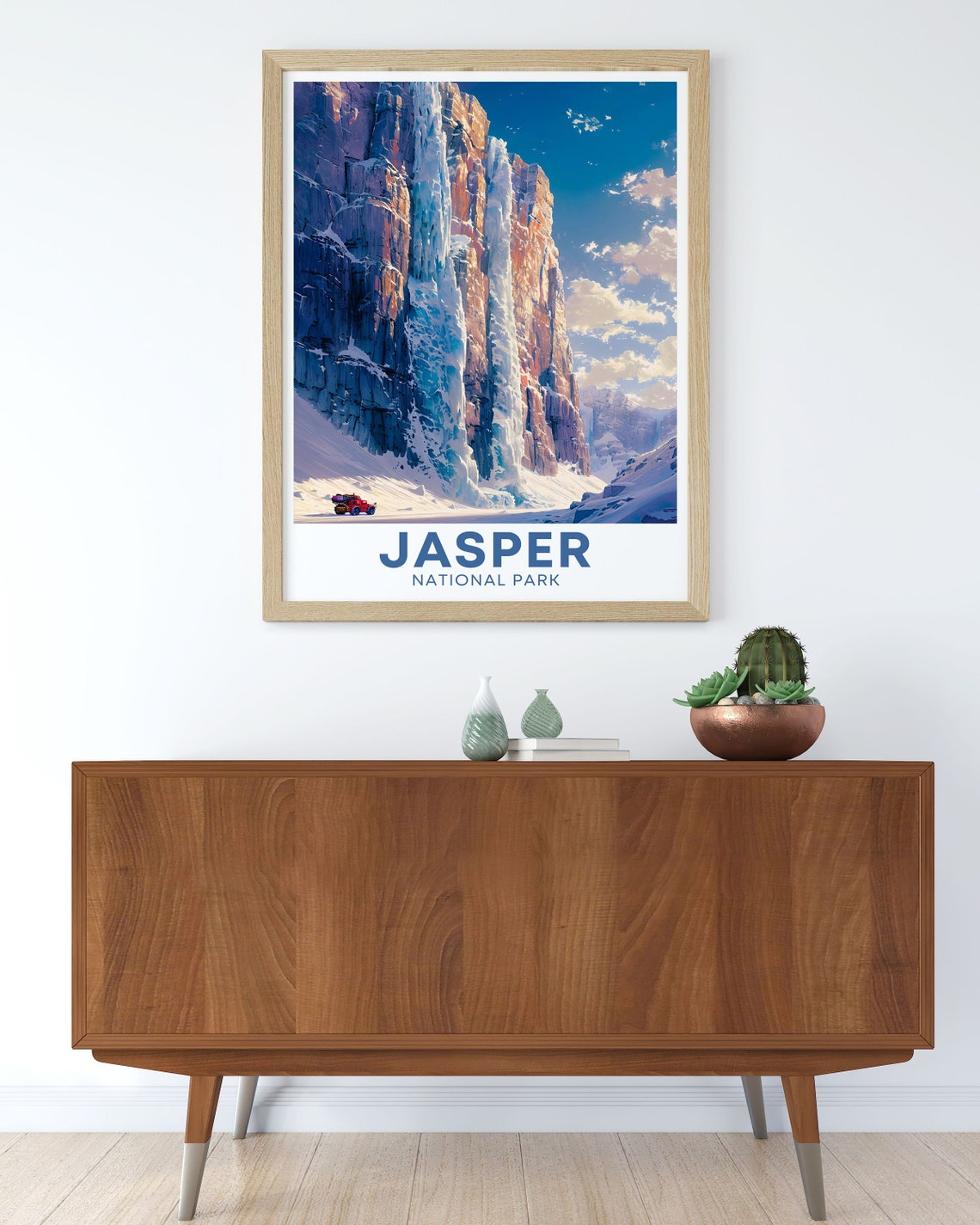 Jasper National Park Frozen Waterfall Ice Cliffs Travel Poster - Image 2