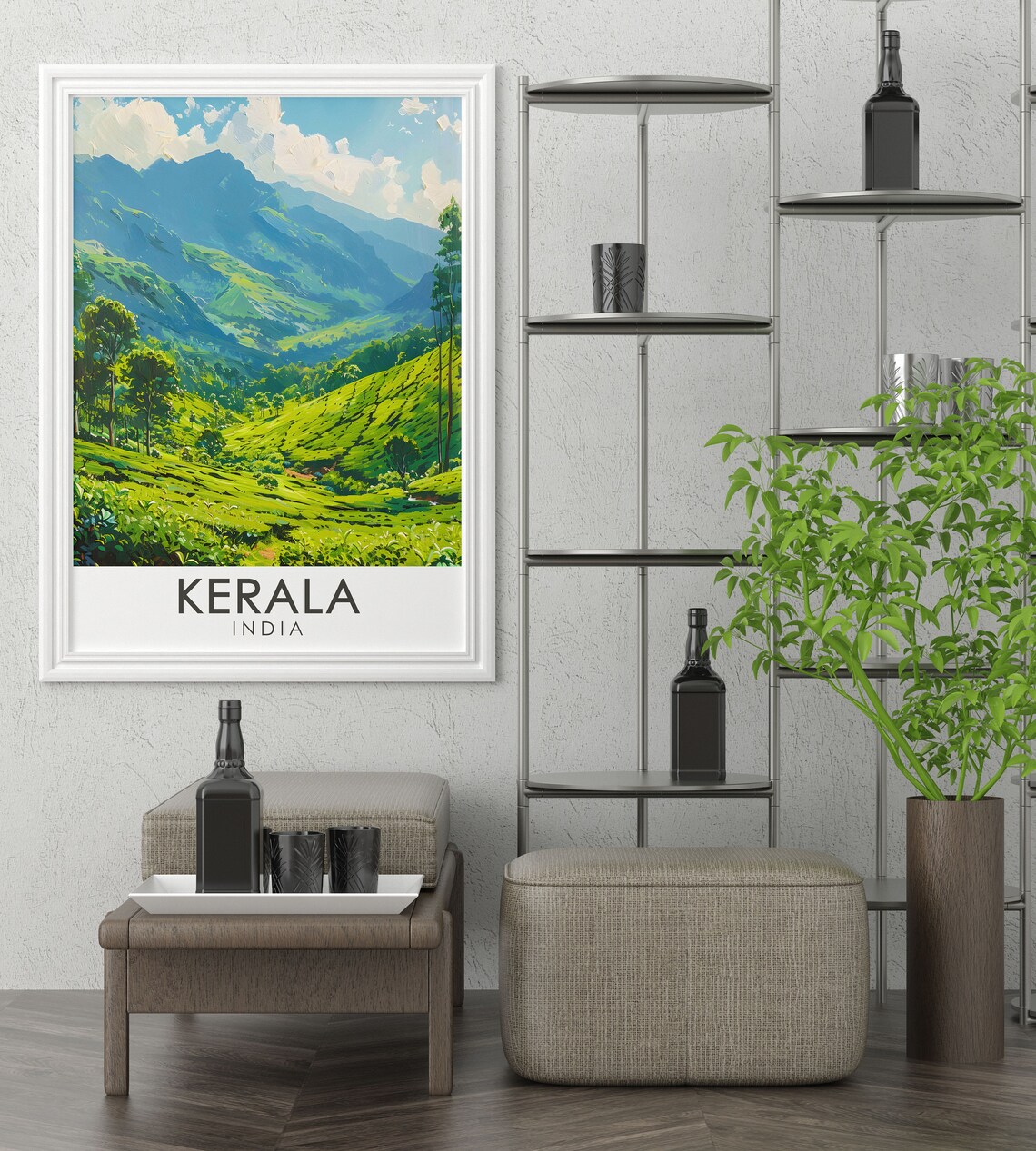 Kerala Munnar Tea Plantations Lush Green Hills Scenic India Poster - Image 2