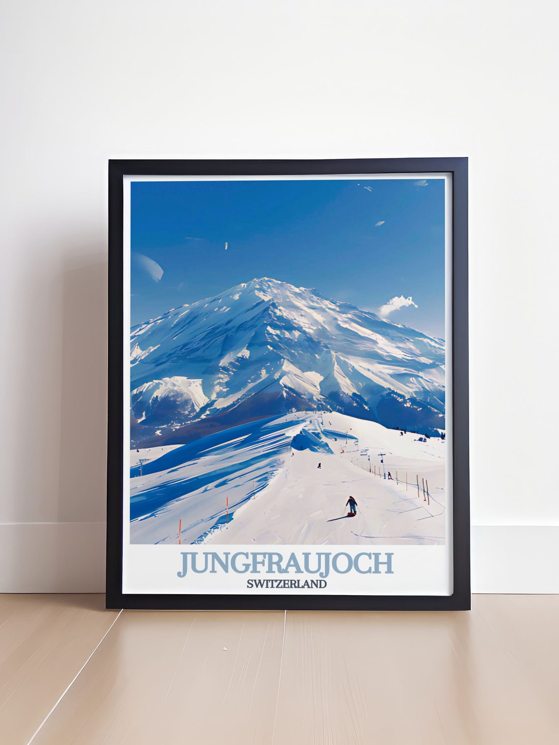 Sunny Jungfraujoch Switzerland Alpine Ski Slope Travel Poster - Image 4