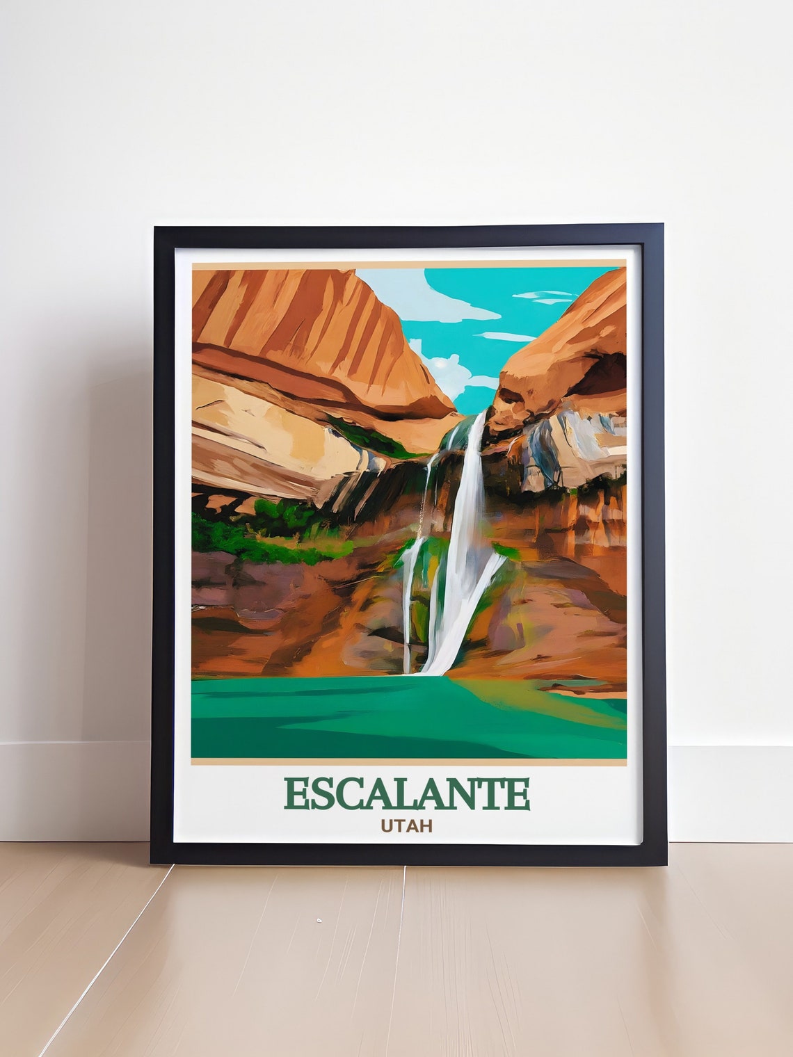 Escalante Utah Calf Creek Falls Desert Waterfall Vintage Travel Poster - Image 4