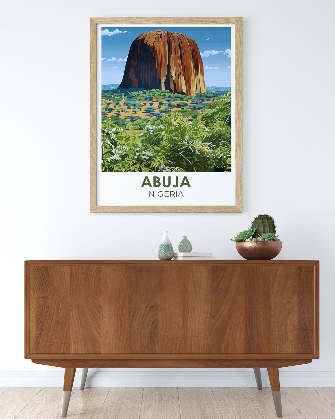Abuja Nigeria Zuma Rock Giant Monolith Savanna Landscape Travel Poster - Image 3