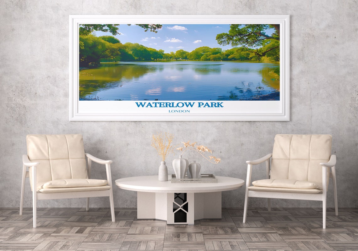Waterlow Park Lake Panoramic Lush Trees London Nature Poster - Image 2
