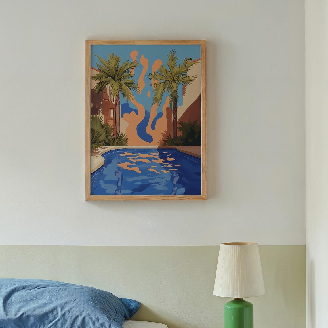 Retro California Swimming Pool with Palm Trees Summer Poster