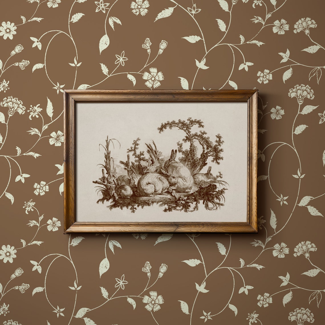 Vintage Rabbit Sketch Etching Woodland Hares Nature Study Art Print - Image 3