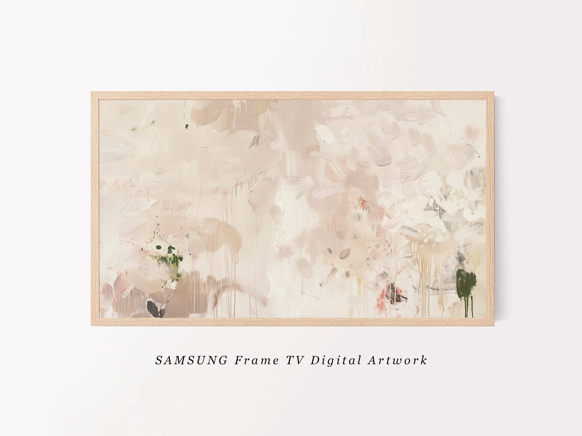 Muted Abstract Oil Painting Neutral Wall Art Print - Image 2